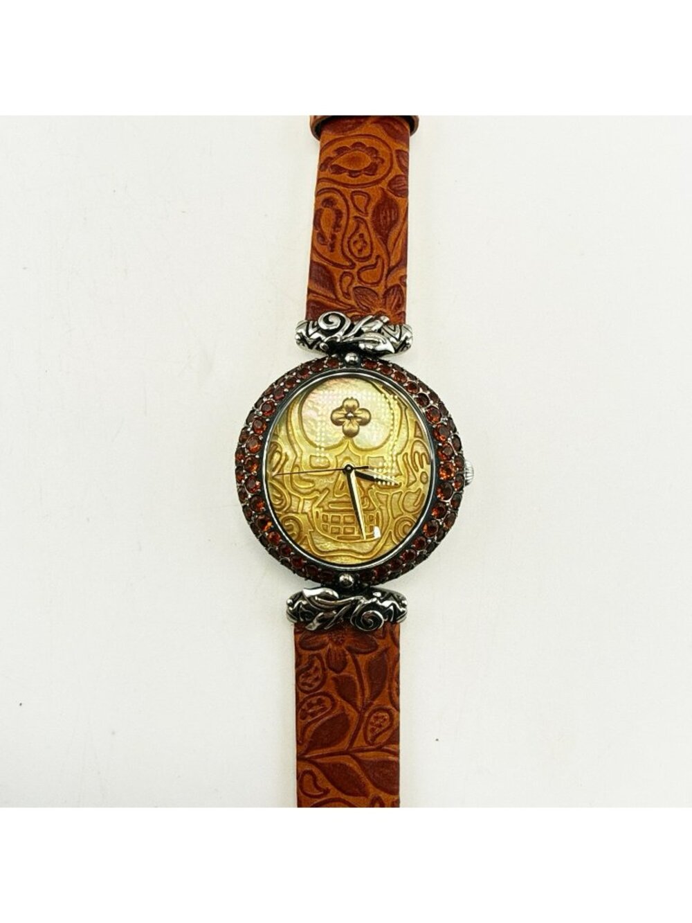 Barbara Bixby Watch Sugar Skull Gemstone MOP Face Skeleton New Battery WORKS